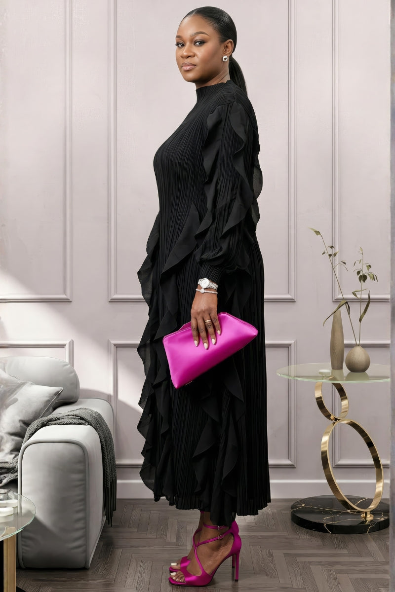 Midnight Pleated Dress
