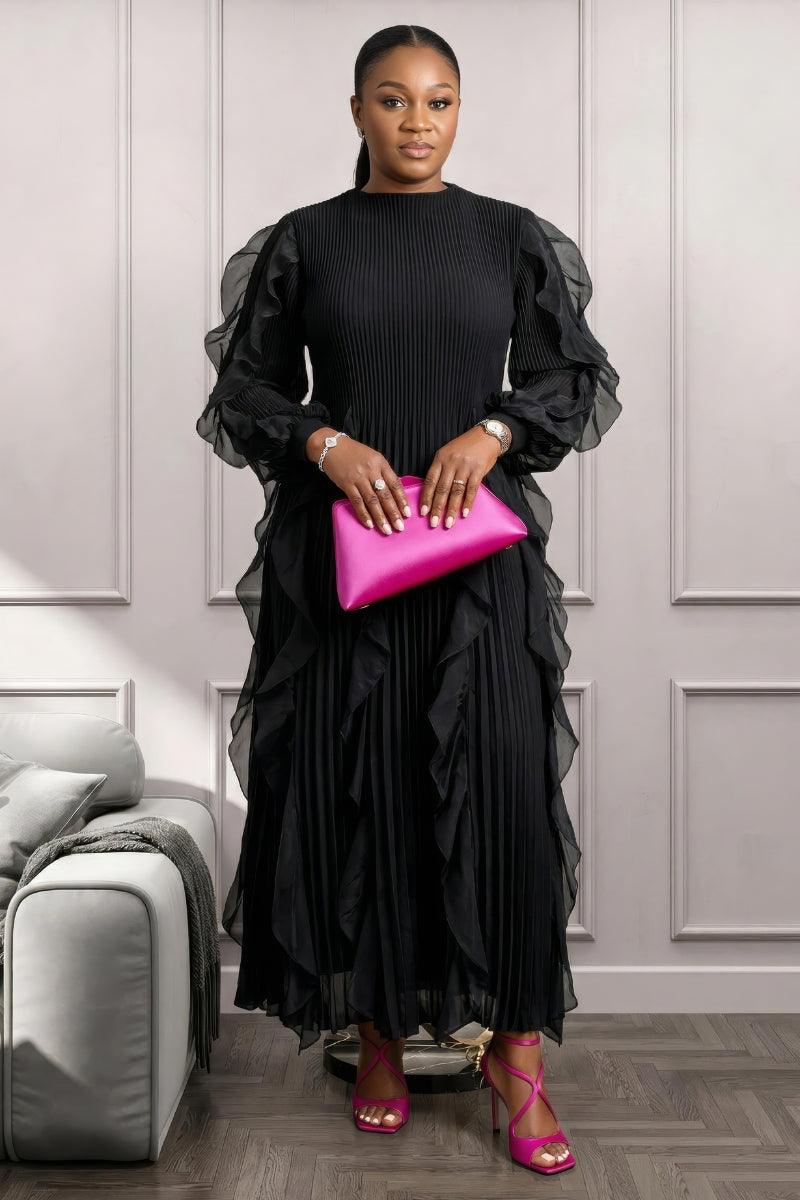 Midnight Pleated Dress