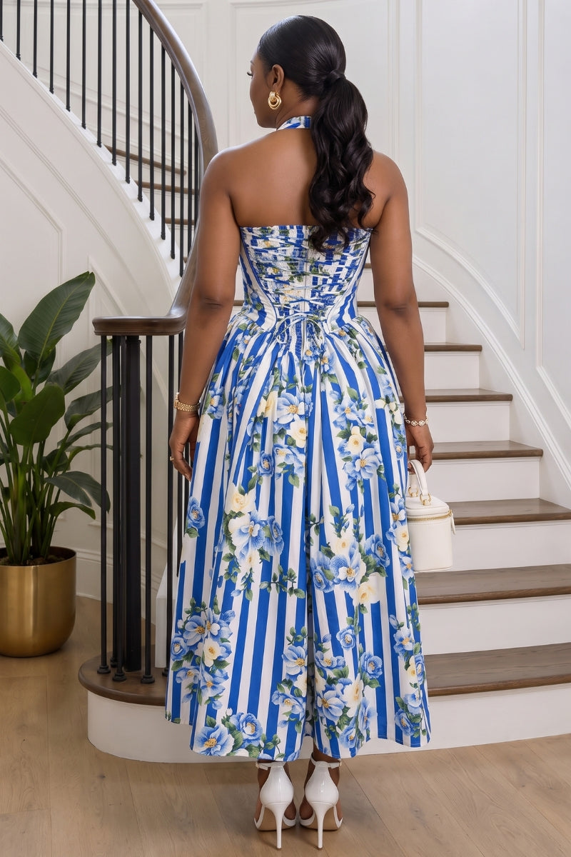 Camille Corset Maxi Dress | Blue