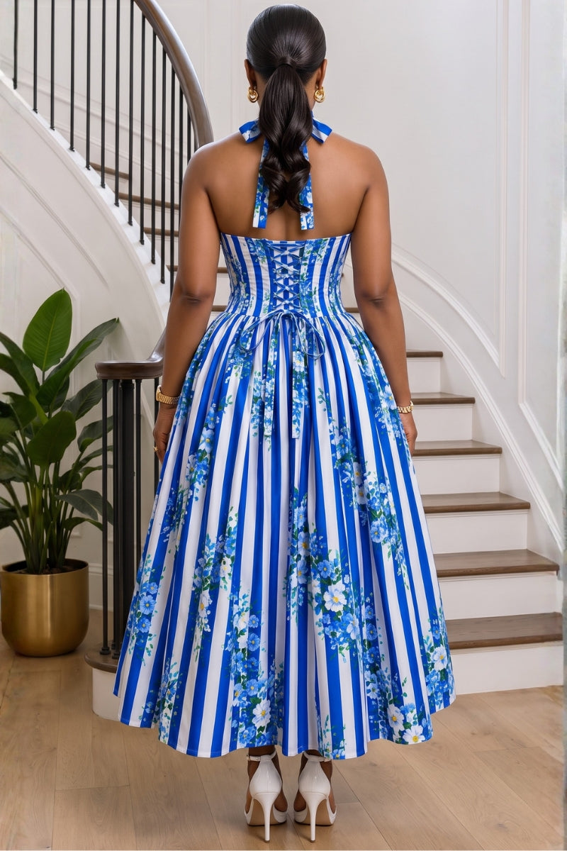 Camille Corset Maxi Dress | Blue