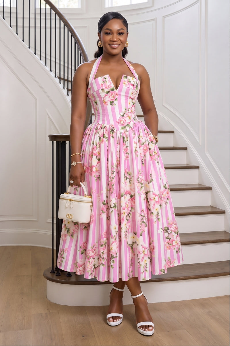 Camille Corset Maxi Dress | Pink